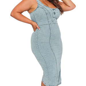 Pantalons en jean déchirés à col en U et robes en jean décontractées pour femmes, collection été 2026 – Prix de gros, best-sellers à prix abordable - Product Image 4