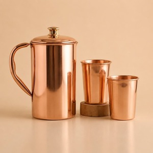 Jarra de Cobre Premium, Jarra de Cobre Artesanal, Jarra de Cobre Rústica, Utensilios de Cocina de Cobre, Artículos para Bebidas de Cobre, Vajilla de Cobre - Product Image 1