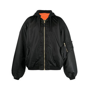OEM Men's Lightweight Hooded Satin Bomber <b>Jacket</b> Front Zipper Closure Eco-Friendly Streetwear Waterproof Winter Satin <b>Jacket</b> - Product Image 3