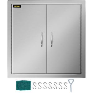 Porta d'accesso a doppia anta in acciaio inox spazzolato 24W x 24H per cucina esterna, isola barbecue e grill - Porta di stoccaggio per barbecue da 24 pollici - Product Image 1