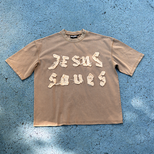 เสื้อยืดผู้ชายคอโอ ทรงบ็อกซี่ ตัดเย็บพิเศษ คุณภาพสูง โลโก้สั่งทำ คอหนา ทรงปกติ ไหล่ตก ผ้าคอตตอนถัก 100% สีพื้น - Product Image 1