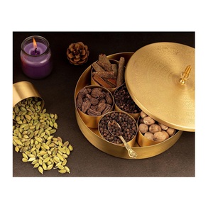 Boîte à épices en laiton avec support, conteneur de rangement pour épices de cuisine, pour Masala Dani Dabba, rangement d'herbes aromatiques, en provenance d'Inde - Product Image 5