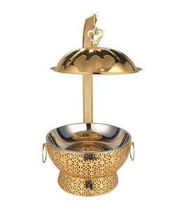 Casserole élégante en cuivre martelé, chauffe-plats haut de gamme, fait main en acier inoxydable, avec nœud décoratif et couvercle - Product Image 4