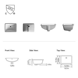 NV2286A Lavabo Rectangular Empotrado de Porcelana Vitrificada, Tamaño Total 465x350x215mm, Fabricante de Lavabos Personalizados - Product Image 2