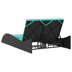 Tumbona de ratán sintético negra de 44.9x80.7x28.7 con cojines - Product Image 6