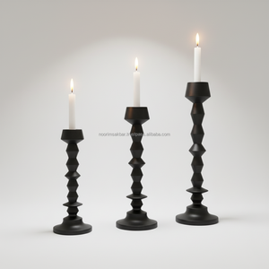 Heavy Metal <b>Black</b> <b>Candle</b> <b>Holder</b> Unique Design Dining Room Aluminium Set Wedding Decoration Factory Direct Manufacturer Exporter - Product Image 1