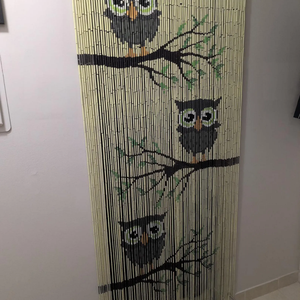 Bamboo Beaded Wall Hanging Owl Design Bohemian Indoor Decor Rectangle Handmade Living Room Door Curtain - Product Image 6