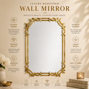 Luxury Geometric Gold Wall <b>Mirror</b> Modern Decorative <b>Rectangular</b> Accent <b>Mirror</b> Elegant Metal Frame Vanity <b>Mirror</b> for Living Room - Product Image 4