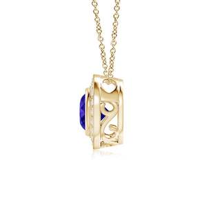 เครื่องประดับทองคำแท้ 14K 18K แบบคลาสสิก ประดับเพชรแทนซาไนต์ทรงกลมธรรมชาติขนาด 4 มม. น้ำหนัก 0.24 กะรัต พร้อมขอบเพชร ดีไซน์รัศมีเพชร เหมาะเป็นของขวัญวันครบรอบ - Product Image 2