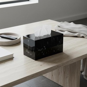 Boîte à mouchoirs en résine effet marbre blanc de luxe, porte-mouchoirs carré moderne, organisateur décoratif pour la maison, la salle de bain, le bureau, la table - Product Image 5