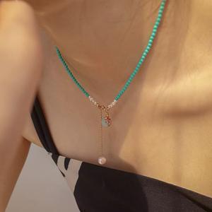 Collier ras du cou pour femme Ba Fang Lai Cai 2025, nouveau style, perles de turquoise de qualité supérieure, pierre de Shoushan, perles de turquoise de qualité supérieure - Product Image 4