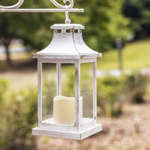 White Metal Glass Decorative <b>Lantern</b> Candle Holder Wedding Centerpiece Tabletop <b>Lantern</b> - Product Image 6