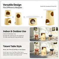 Table d'appoint 2-en-1 pour chat avec niche douillette – Mobilier moderne pour animaux de compagnie en PP durable, utilisable en intérieur et en extérieur