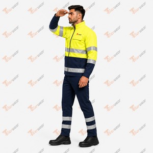 Tiierwear <b>Men</b> Hi Vis Workwear <b>Suit</b> <b>Waterproof</b> Windproof Cotton Reflective Safety Jacket and Pants Set - Product Image 4