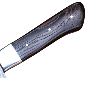 Couteau de chef à motif Damas argenté avec manche en bois brun foncé, couteau de cuisine tranchant avec boîte cadeau en bois pour la viande - Product Image 6