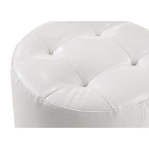 Tabouret de vanité pivotant rond Glam Contemporary, 1 pièce, blanc, siège rembourré capitonné - Product Image 3