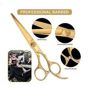 Ciseaux de coiffure professionnels dorés en métal, ciseaux manuels pour la coiffure, pour usage en salon de coiffure - Product Image 6