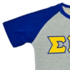 Chemise à manches longues grises Sigma Gamma Rho SGRho, T-shirt premium à lettres grecques bleu et or, pour femmes et unisexe - Product Image 3