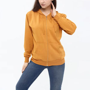 เสื้อสเวตเชิ้ตมีฮู้ดแบบซิปสำหรับผู้หญิง สีพื้น แขนยาว ผ้าฝ้ายถัก เสื้อลำลองสำหรับฤดูใบไม้ร่วง - Product Image 5