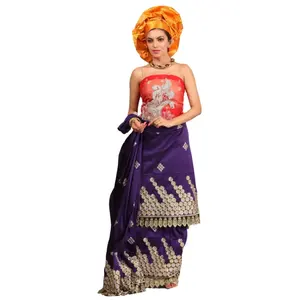 超出口高品质非洲乔治包装纸与塔夫绸材料手工制作非洲女装印度出口商