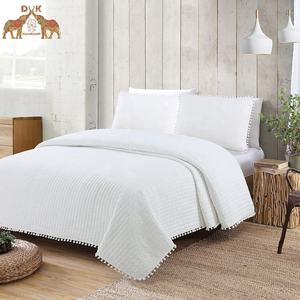 Colcha de algodón de lujo con Pompón, colcha suave de alta calidad para todas las estaciones - Product Image 2