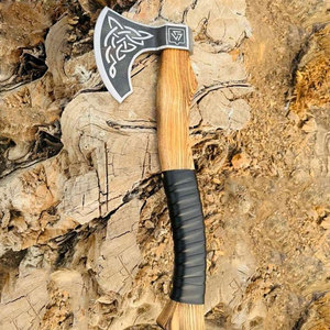 Viking Axe Nordic Bearded Style Industrial Grade Carbon Steel Blade <b>Carved</b> <b>Wooden</b> Decorative <b>Tool</b> High Quality Home Cabin Gift - Product Image 2
