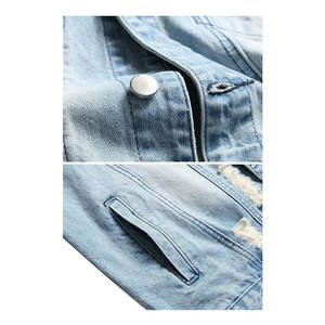 Chaqueta vaquera para hombre, corte ajustado, estilo rasgado, abrigo de mezclilla, chaqueta de moda urbana, mezcla de algodón, chaqueta trucker, chaqueta vaquera vintage - Product Image 4