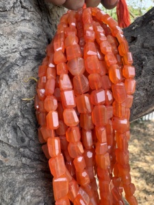 AAA+ Carnelian Faceted Nugget <b>Beads</b> Orange Box Packaging 9x10mm-11-13mm Strand 40cm for Jewelry Making - Product Image 1