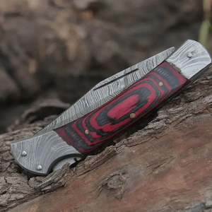 Cuchillo de Bolsillo Burraq Personalizado Hecho a Mano de Acero Inoxidable con Punta Caída, Mango de Madera y Funda de Cuero ODM para Regalos y Uso en Exteriores - Product Image 3