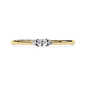 Bague de promesse en or 18 carats avec diamant naturel taille ovale 0,05 carats, bague de fiançailles minimaliste, bague trilogie personnalisée - Product Image 1