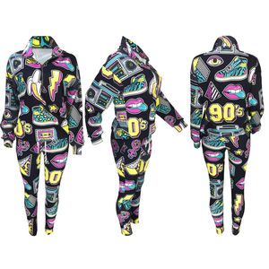 Ensemble de survêtement pour femme Y2K imprimé dessin animé, à capuche, manches longues, fermeture éclair, coupe-vent, tricoté, coupe régulière, toutes saisons - Product Image 5