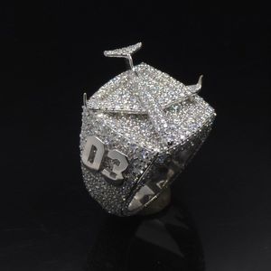 Anillo de Compromiso Unisex de Oro Sólido de 18K con Piedra Natural, Corte Brillante, Número 03, Estilo Hiphop, JOYERÍA DE ÁMBAR, Modelo P-306 - Product Image 3