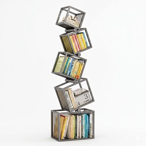 Estantería Moderna Tipo Torre, Geométrica, Metálica, Apilable, Giratoria, Decorativa para Libros, para Sala de Estar - Product Image 3