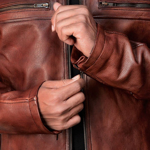 Top Selling Brown <b>Men</b> <b>Leather</b> <b>Jacket</b> Hot Selling 100% Genuine <b>Leather</b> <b>Jacket</b> <b>Leather</b> Fashion <b>jacket</b> for <b>men</b> - Product Image 4