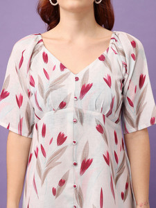Vestido de Moda 2026 con Cuello en V, Manga Acampanada, Estampado Floral, Ropa de Mujer al por Mayor, Diseño Personalizado, Ropa Casual de Algodón - Product Image 4