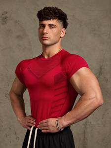 Yunla <b>Men's</b> <b>Yellow</b> Short Sleeve Compression <b>Shirt</b> Breathable Sporty Athletic Workout Tee Spandex/Polyester Summer - Product Image 2