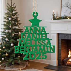 Adorno Navideño de Madera Personalizado con Nombres Cortados con Láser, Decoración Festiva 2025, Diseño Moderno - Product Image 4