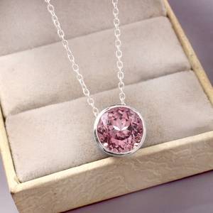 Pink Morganite Pendant 925 Sterling Silver Round Charm Engagement Pendant Proposal Gift For Women - Product Image 1
