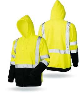 Veste de travail en polyester réfléchissant haute visibilité pour hommes avec capuche et bandes de sécurité - Product Image 4