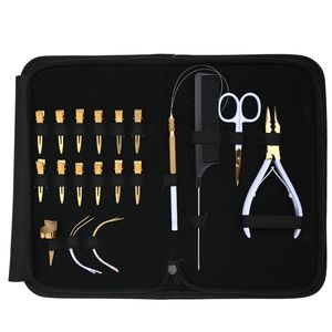 Professional Microlinks Hair Extension Tools Kit 3-Hole Micro Ring Crimping Plier Wire Loop Tool Weft <b>Sew</b>-In Needle Rexine <b>Case</b> - Product Image 1