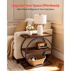 Comodino Moderno a 3 Ripiani Stampato in 3D, Tavolino Laterale Stretto con Vano Portaoggetti Aperto, Scrivania da Comodino in Legno con Struttura in Metallo per Arredamento Soggiorno - Product Image 2