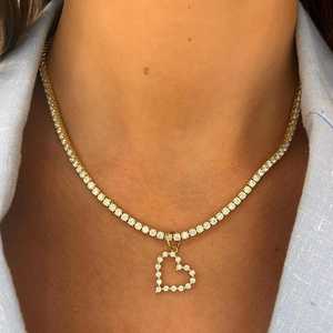 Colgantes de Diamante en Forma de Corazón, Oro Sólido de 14K y 18K, Corte Redondo, Diamantes Cultivados en Laboratorio, Minimalistas, Únicos, para Uso Diario, Joyería Fina al por Mayor - Product Image 2