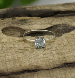 Anillo de topacio azul para mujer, joyería hecha a mano en plata de ley 925, elegante anillo de plata maciza para mujer - Product Image 6
