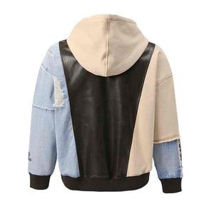 Sweat à capuche unisexe en cuir pour homme, couleur unie, style vintage, en cuir véritable de qualité supérieure, tendance - Product Image 2