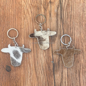 Nouveau design Vente chaude Cheveux sur cuir de vachette Porte-clés en cuir Porte-clés élégants Porte-clés de luxe en cuir de forme unique - Product Image 3
