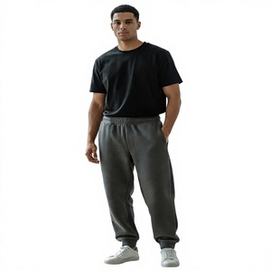 Pantalon de survêtement en coton gris foncé pour homme, taille élastique, poches latérales, décontracté, léger, tricoté, pour l'automne, style urbain - Product Image 5