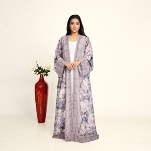 Abaya de Chifón Sólido con Capucha para Mujer, Estilo Árabe, Abierta por Delante, Larga, Modesta, Cardigan Islámico para Oración, Ramadán, Eid y Otras Ocasiones - Product Image 1