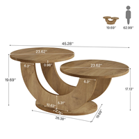 Mesa de Centro Vietnamita Moderna de Madera de Roble Macizo y Estructura Metálica para Sala de Estar y Oficina, 1 Año de Garantía