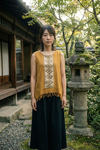 Kurti sin Mangas de Algodón Amarillo Mostaza Hecho a Mano para Mujer, Túnica Casual con Bordado Artesanal Indio y Patrón Geométrico - Product Image 6