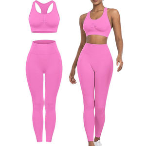 Best Manufacturer Yoga Set Women Custom Eco-Friendly Sportswear Front Logo for Fitness <b>Plus</b> <b>Size</b> Workout Tops Solid Pattern - Product Image 5